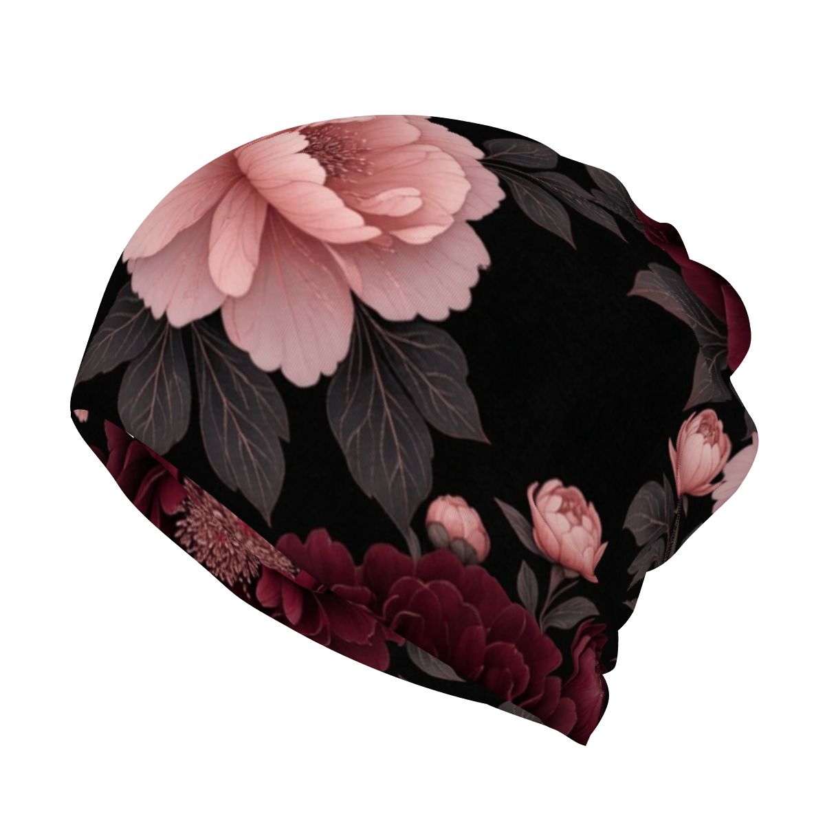 Ponytail Beanie Hat Convertible Neck Gaiter 01peoniegardenaop