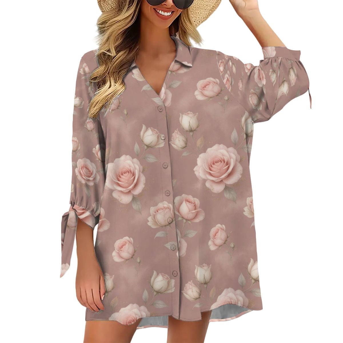 Women's Cardigan Shirt ThreeQuarter Sleeve 02rozeblushaop