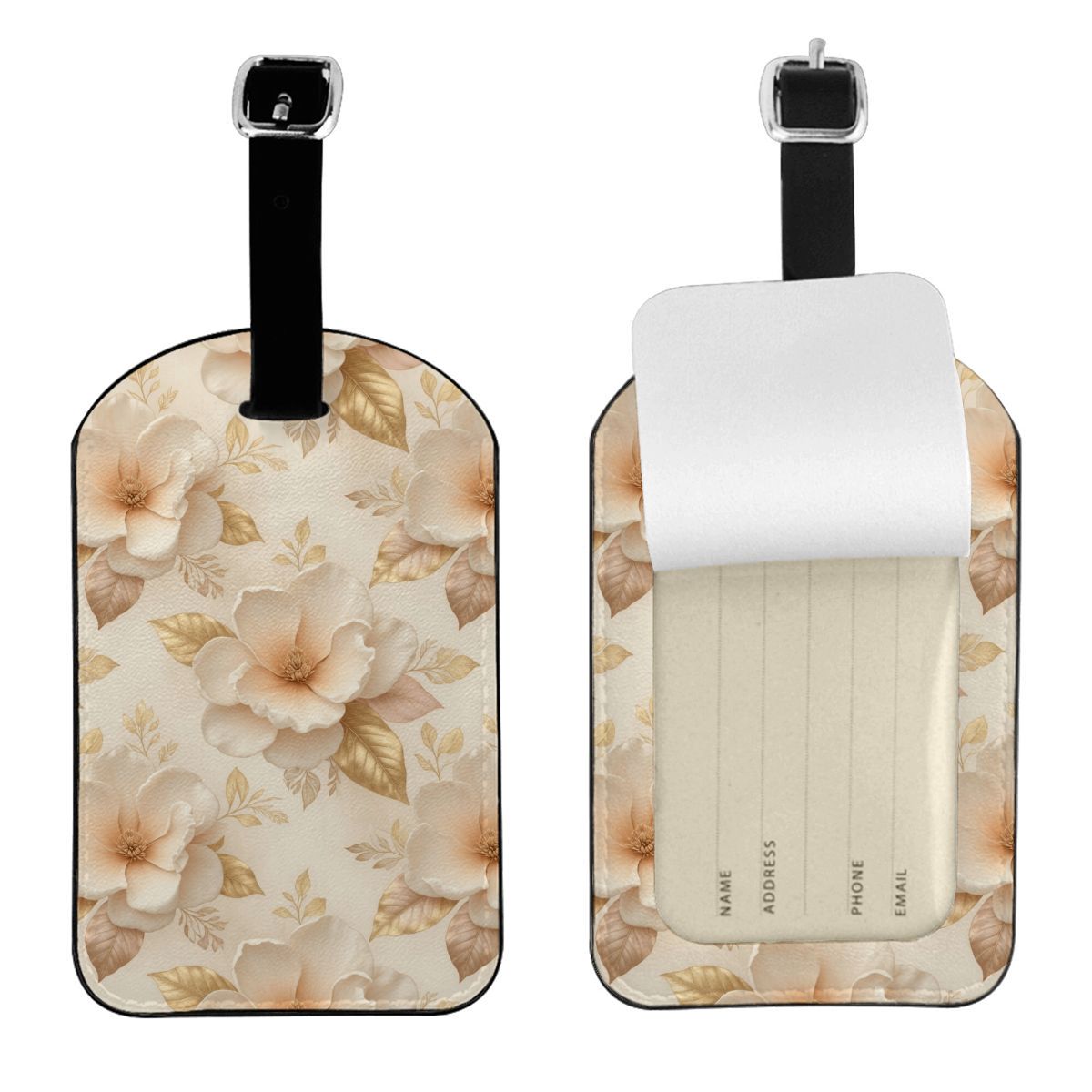 PU Leather Luggage Tag 04magnoliechampagneaop