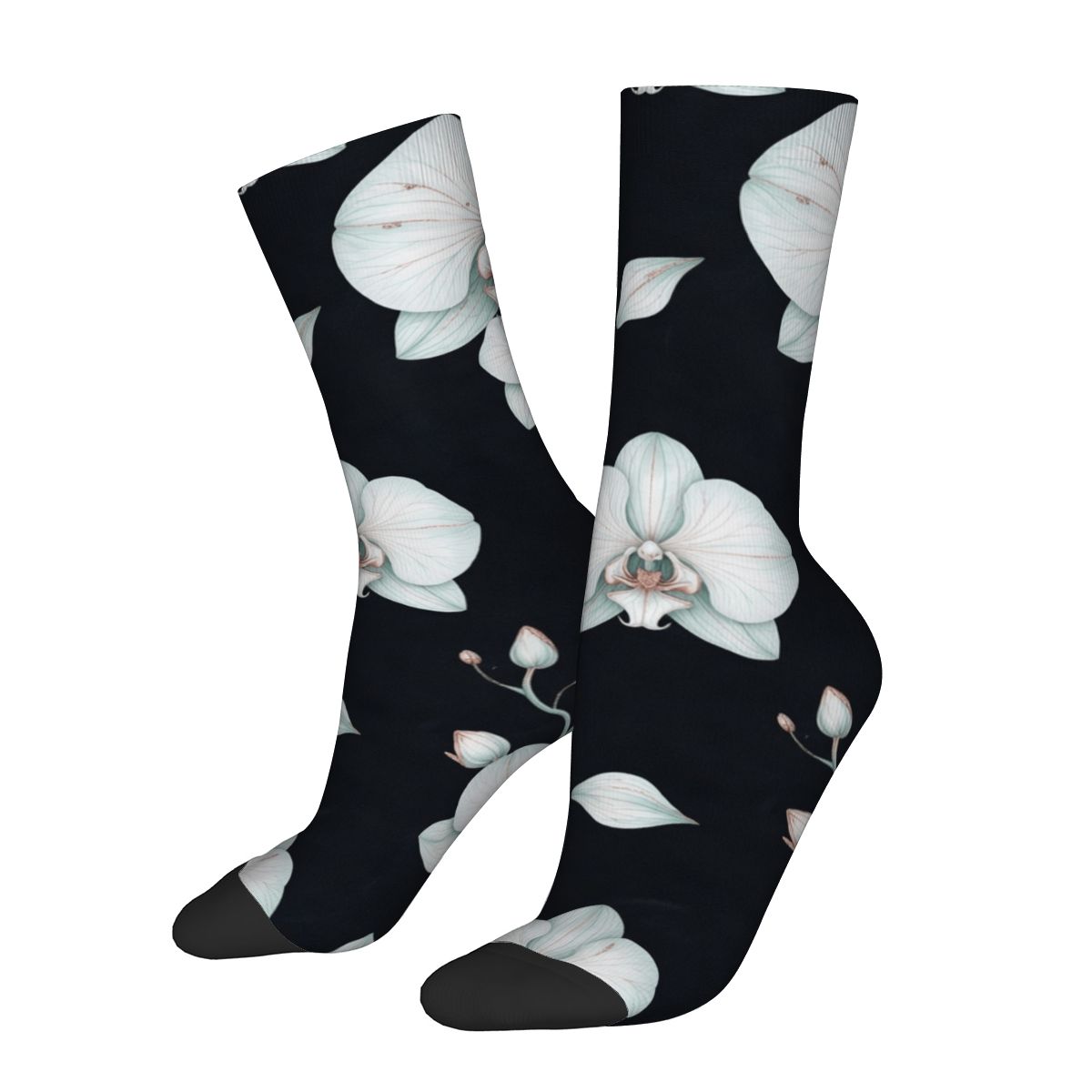 Unisex Contrast Crew Socks (Made in USA) 03orchideenocaop