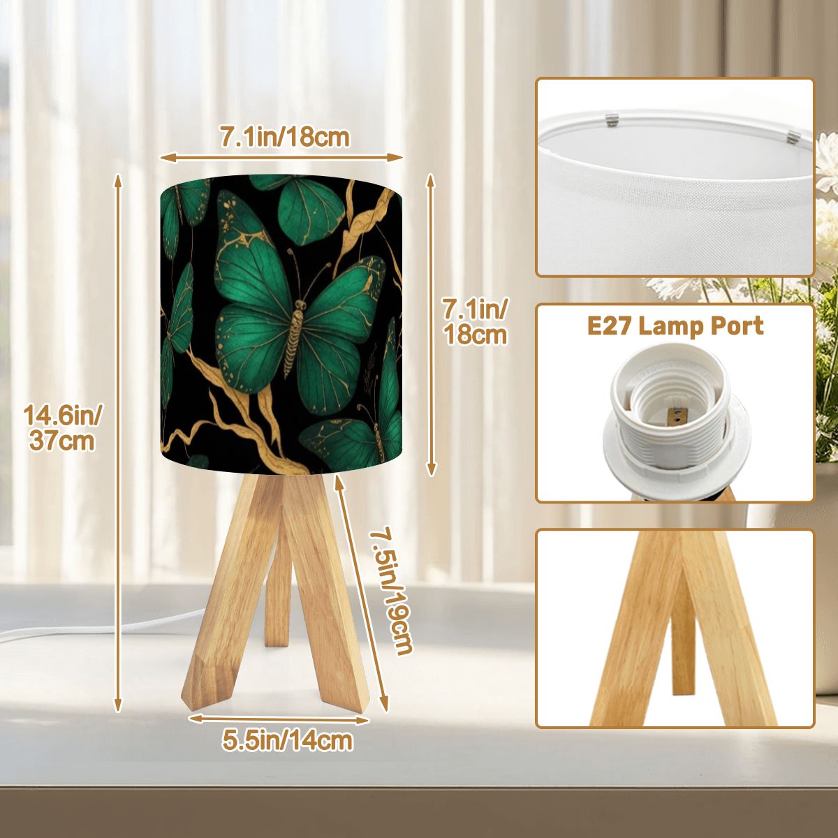 Motyle Szmaragd — Tripod table lamp