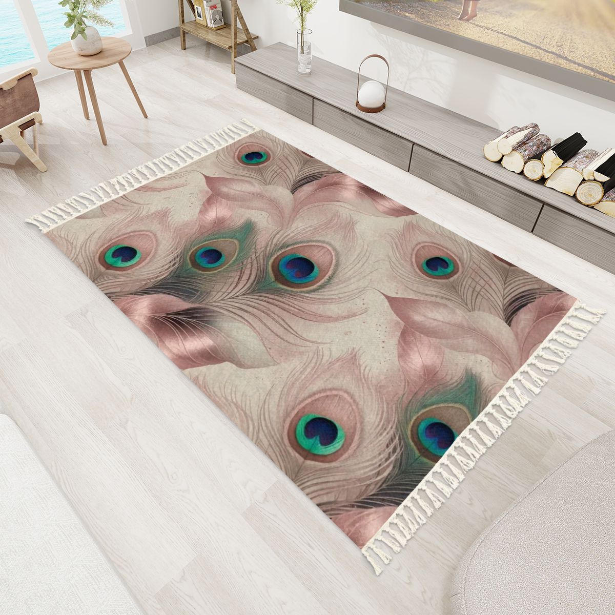 Paw Blush — Rug with tassels