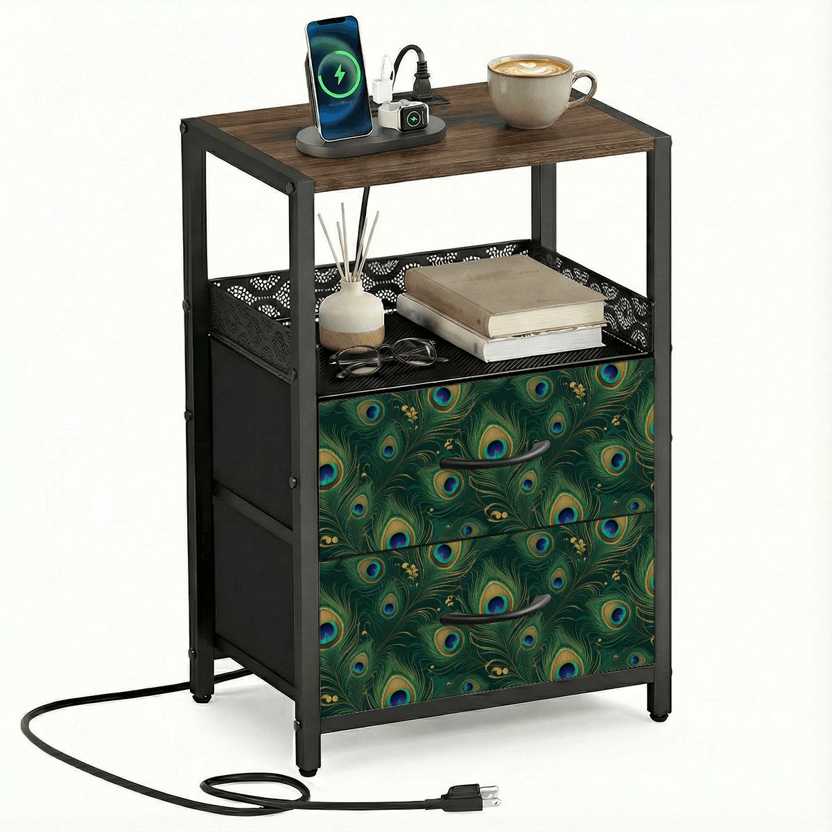 2Drawer Bedside Table 01pawtealgold