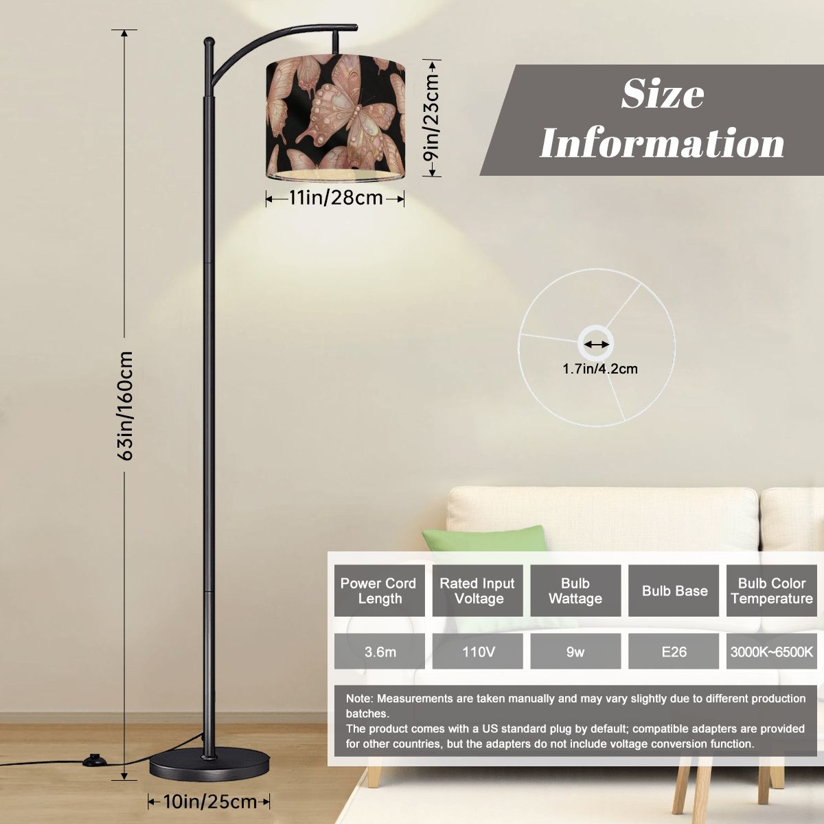 Motyle Rosegold — Lampa podłogowa łukowa