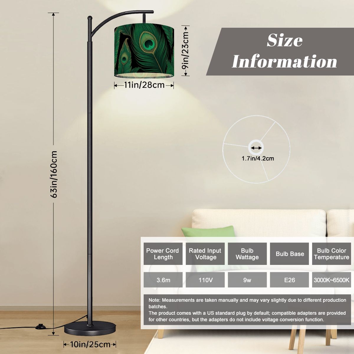 Paw Liscie — Lampa podłogowa łukowa