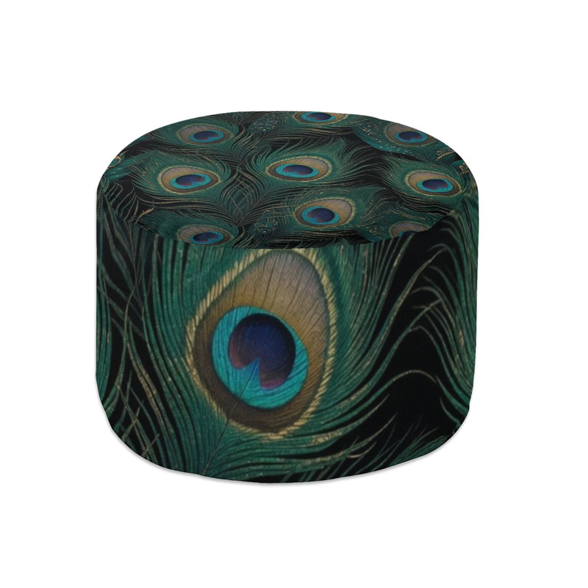 Round Pouf Ottoman 04pawszmaragd