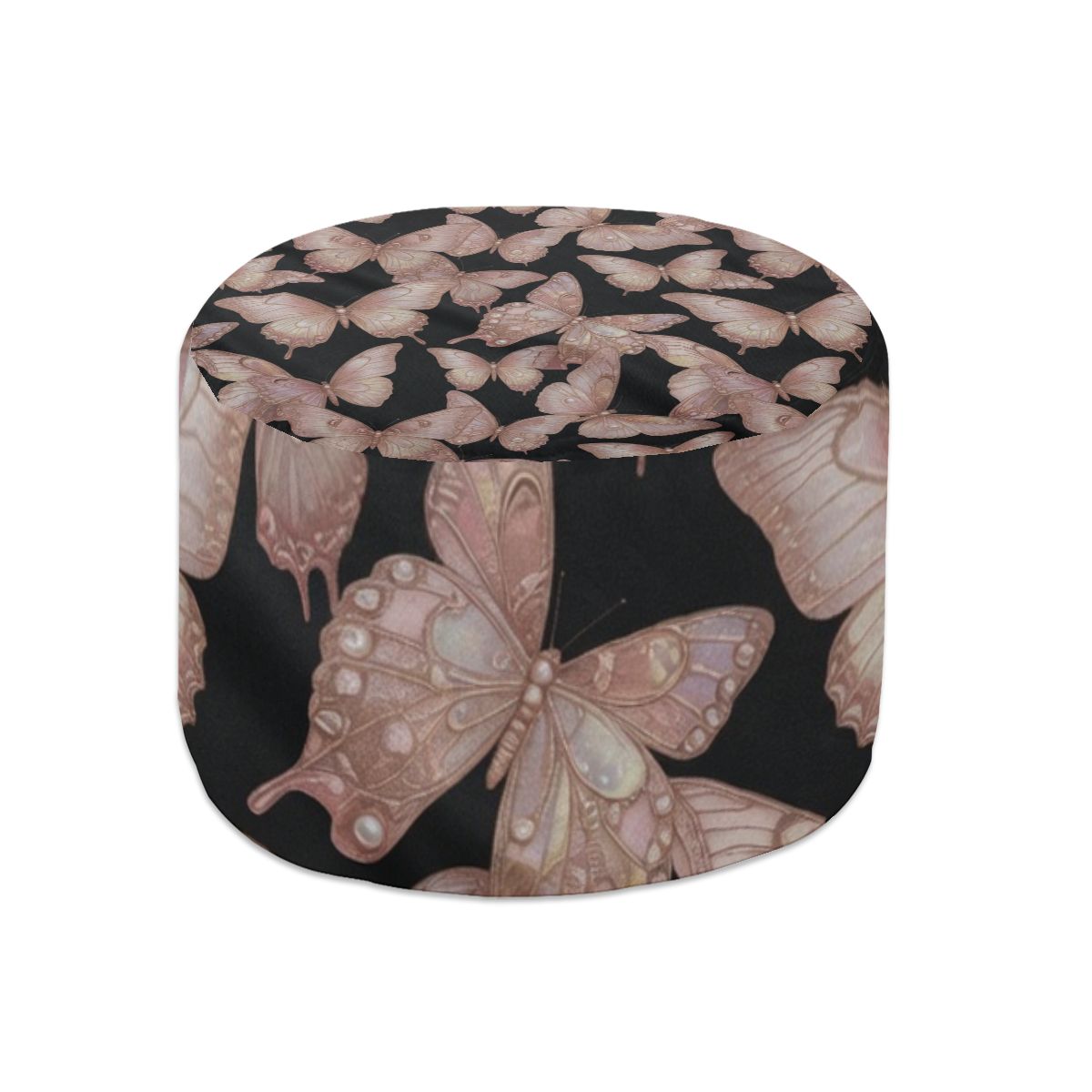 Round Pouf Ottoman 05motylerosegold
