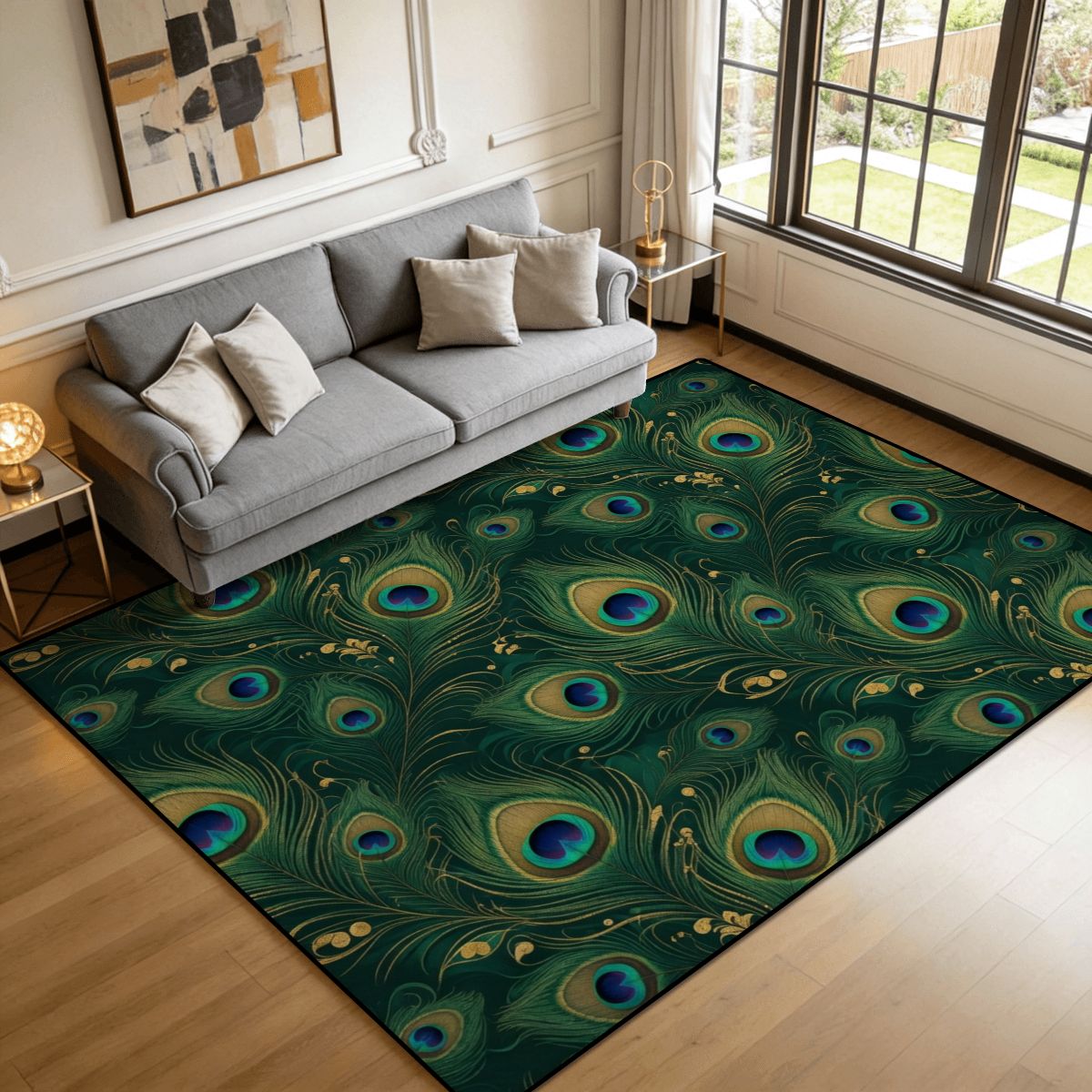 Paw Teal Gold — Rug