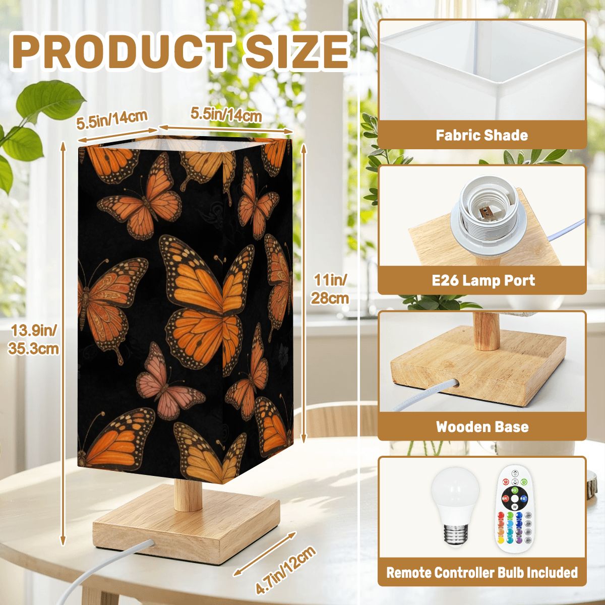 Motyle Monarcha — Square table lamp