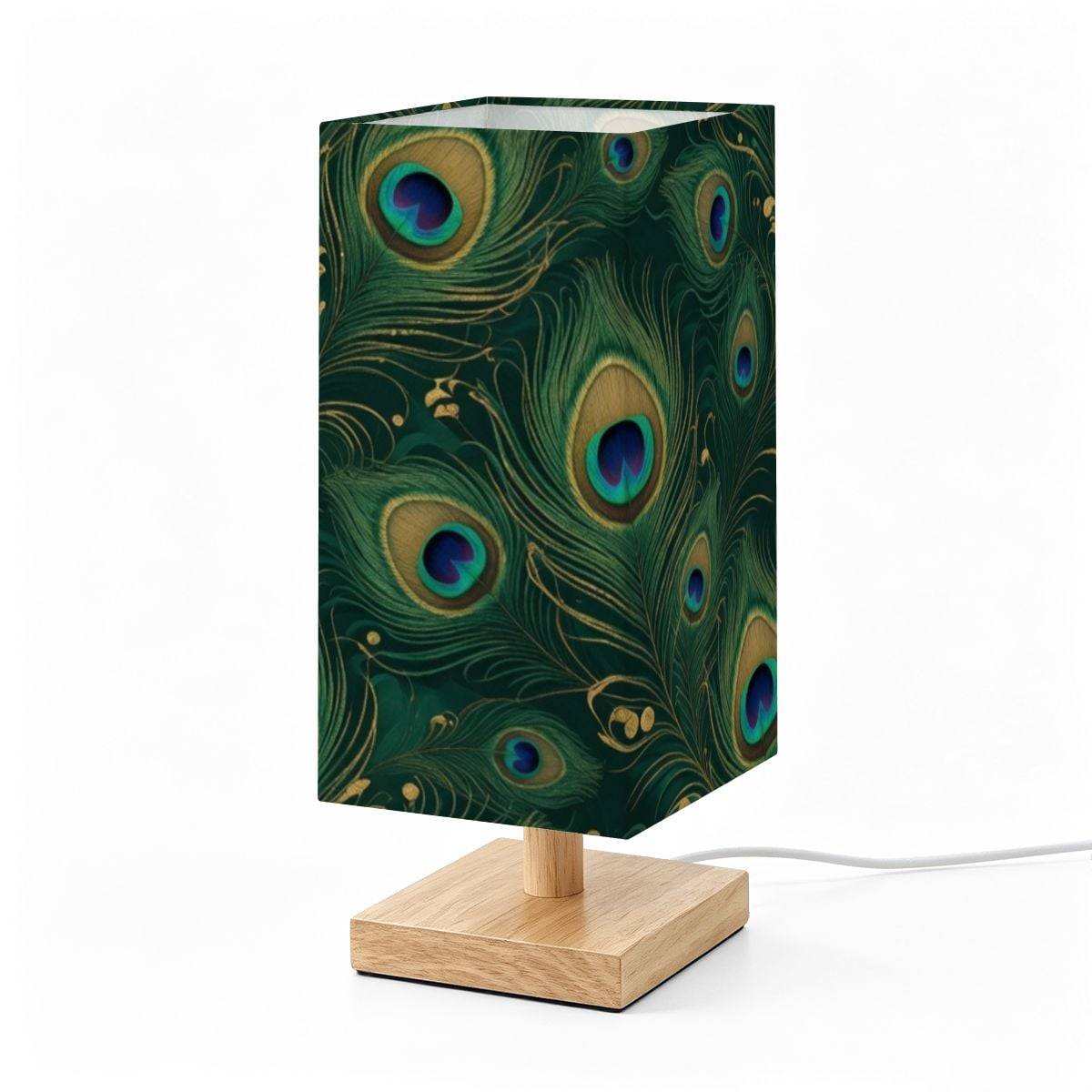 Paw Teal Gold — Lampe de table carrée