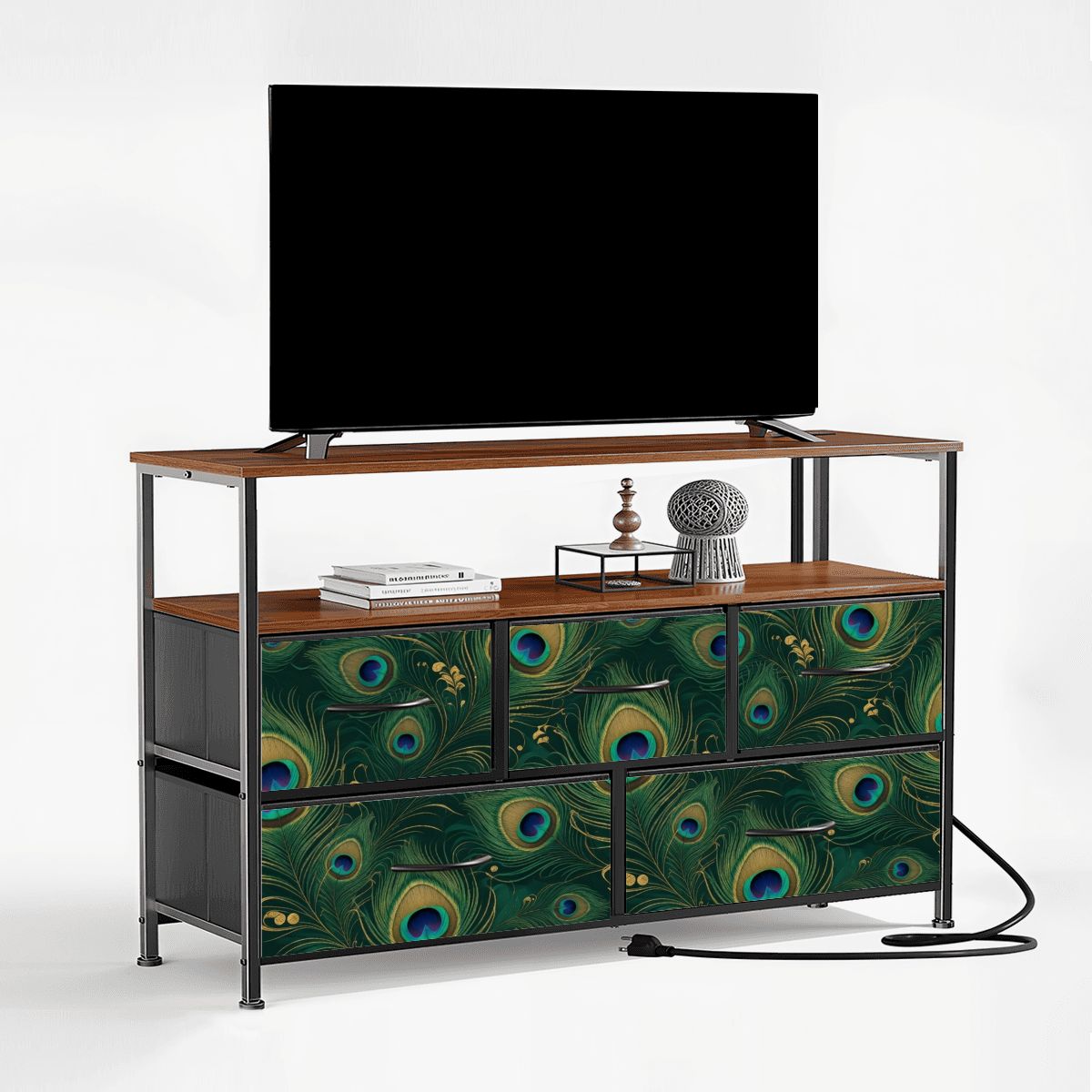 5Drawer TV Stand Dresser 01pawtealgold