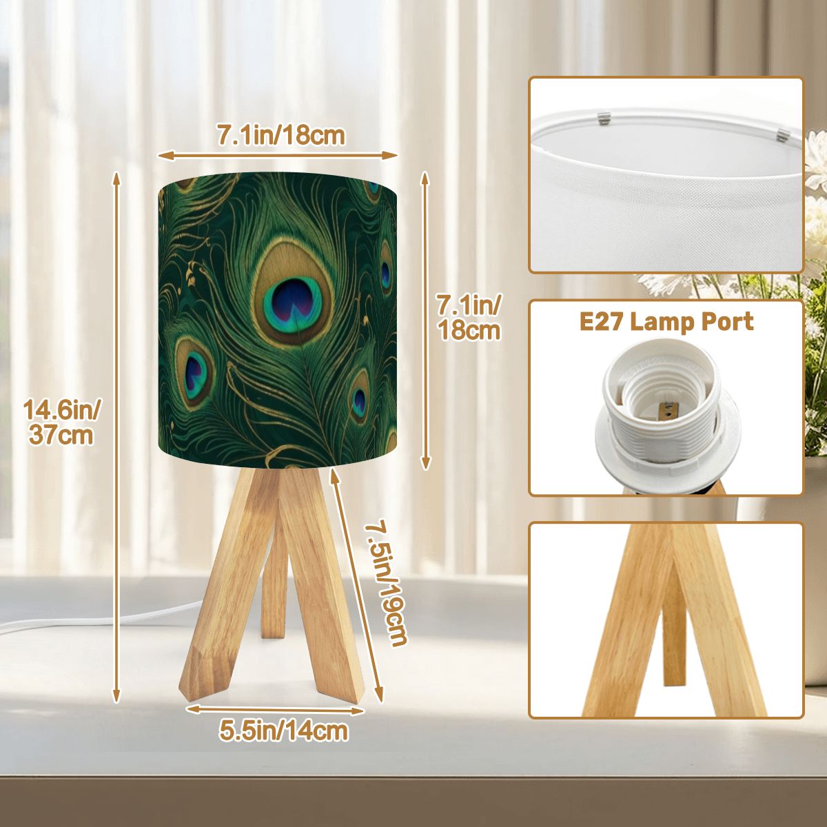 Paw Teal Gold — Lampe de table trépied