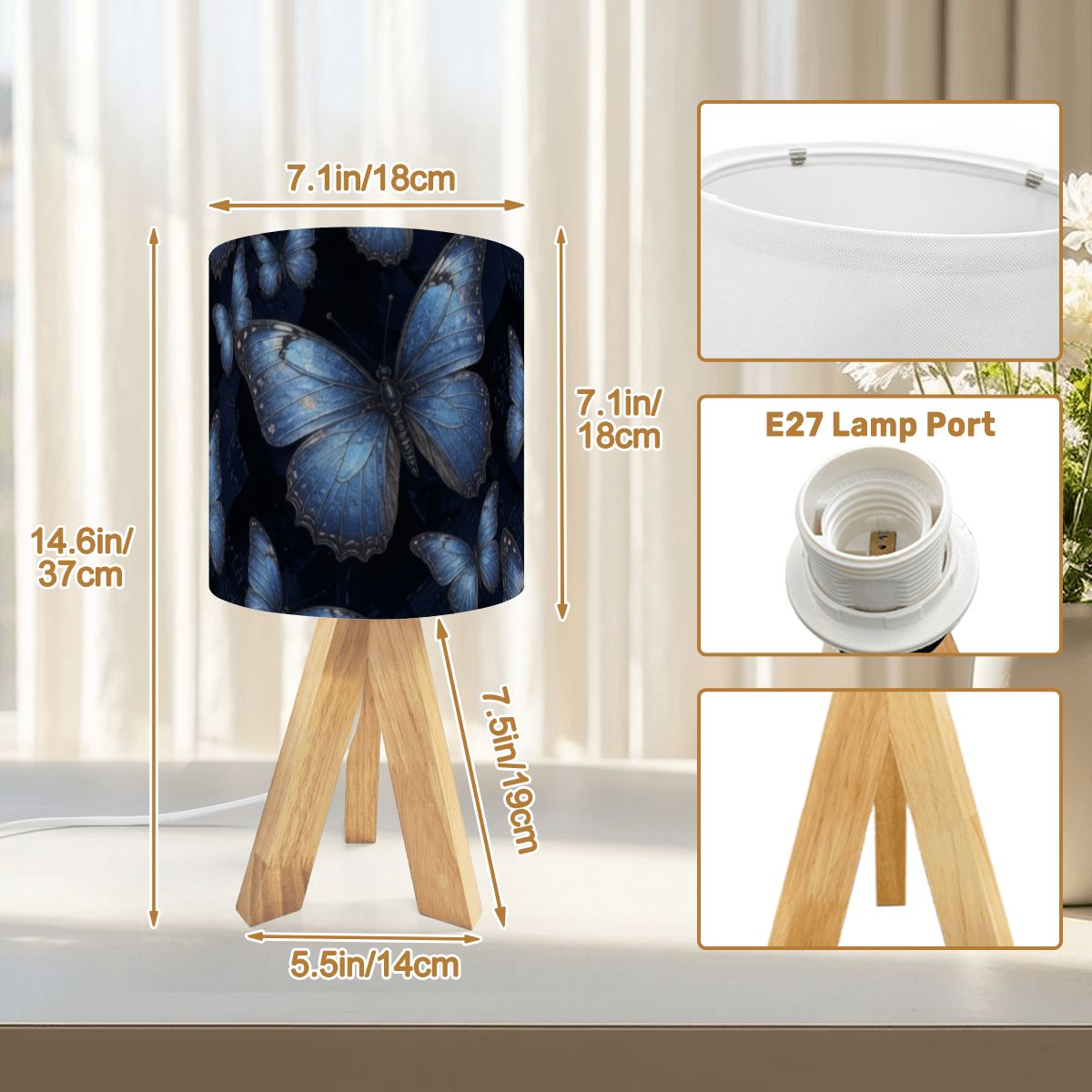 Motyle Morpho — Tischlampe mit Stativfuß
