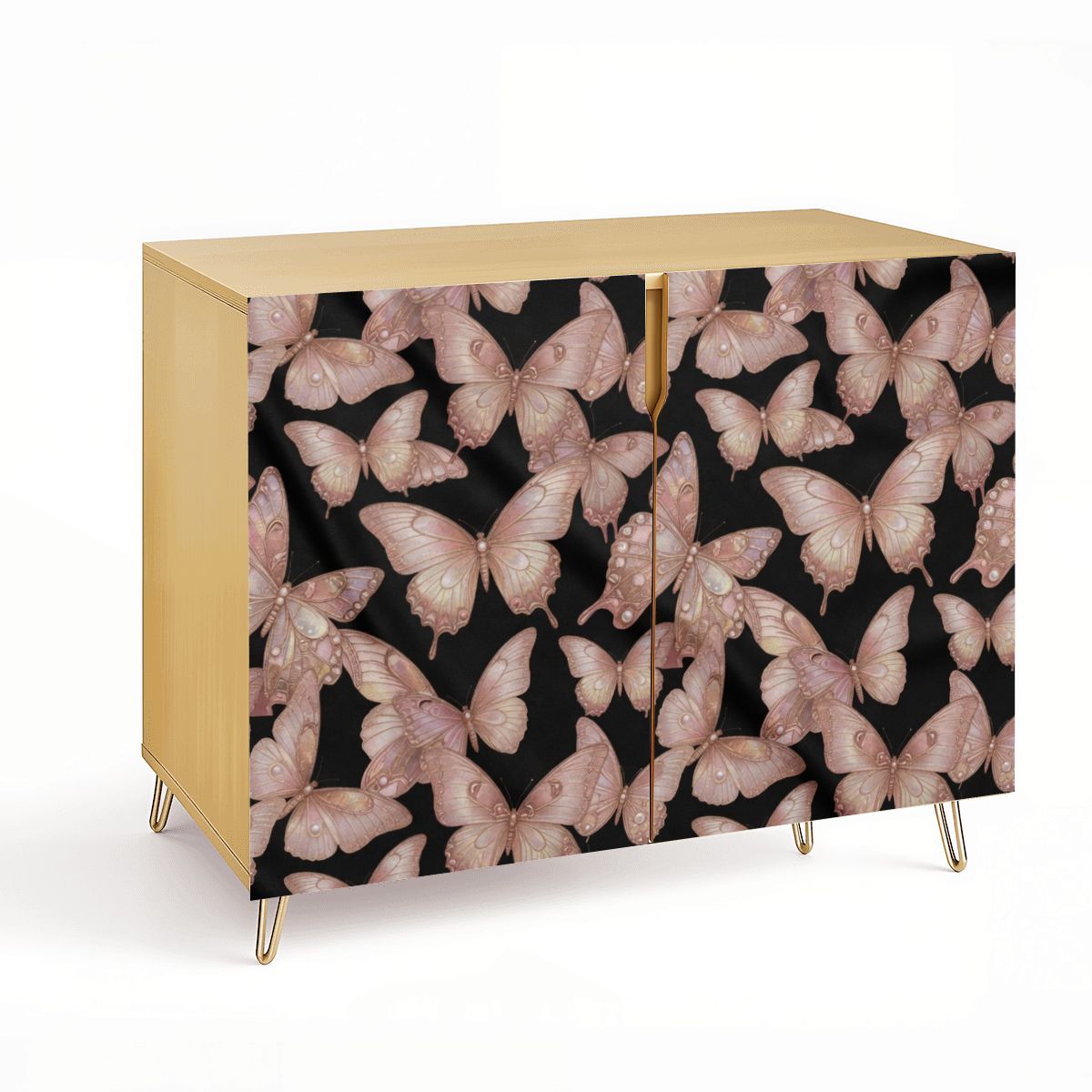 Wooden Storage Cabinet 05motylerosegold