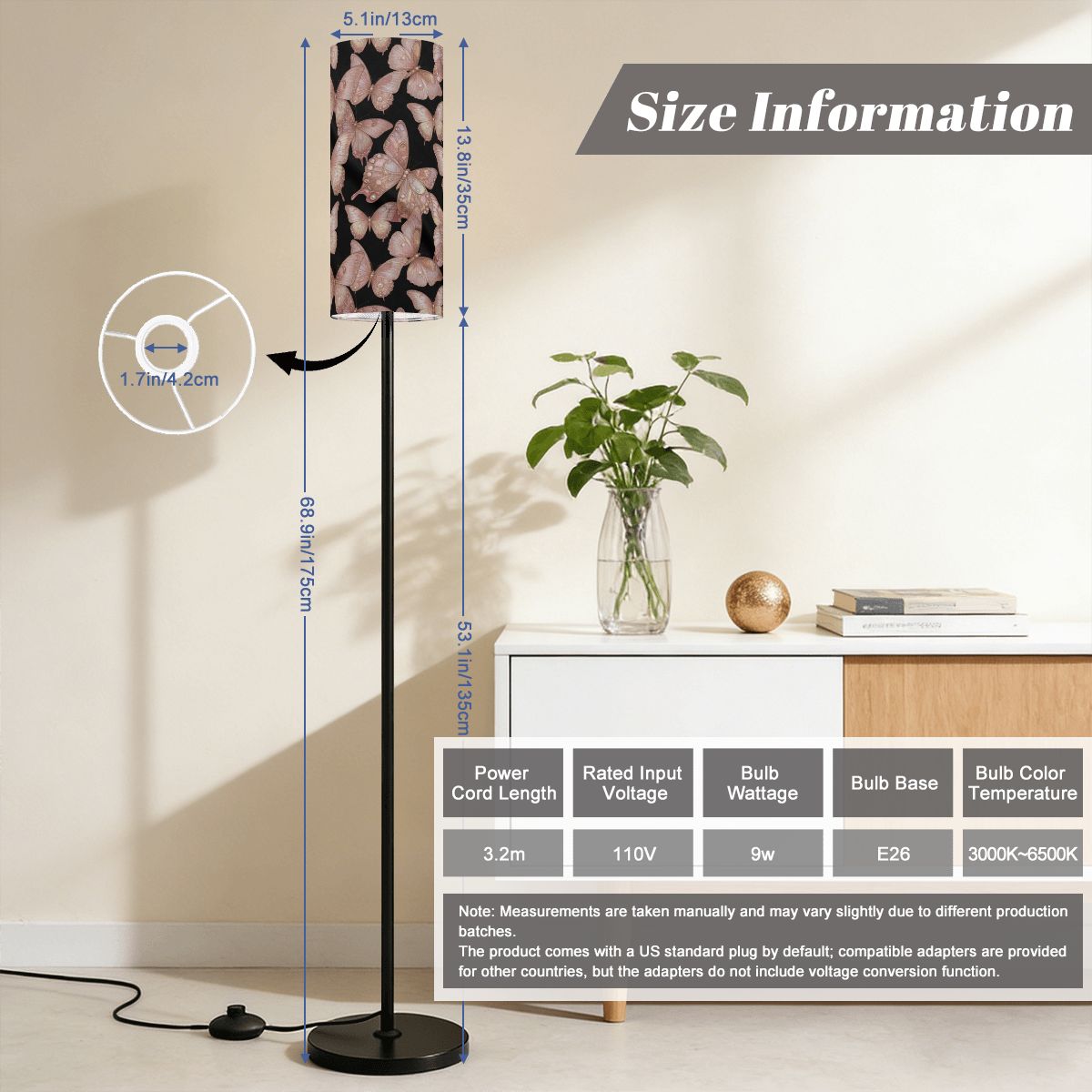 Motyle Rosegold — Lampa podłogowa