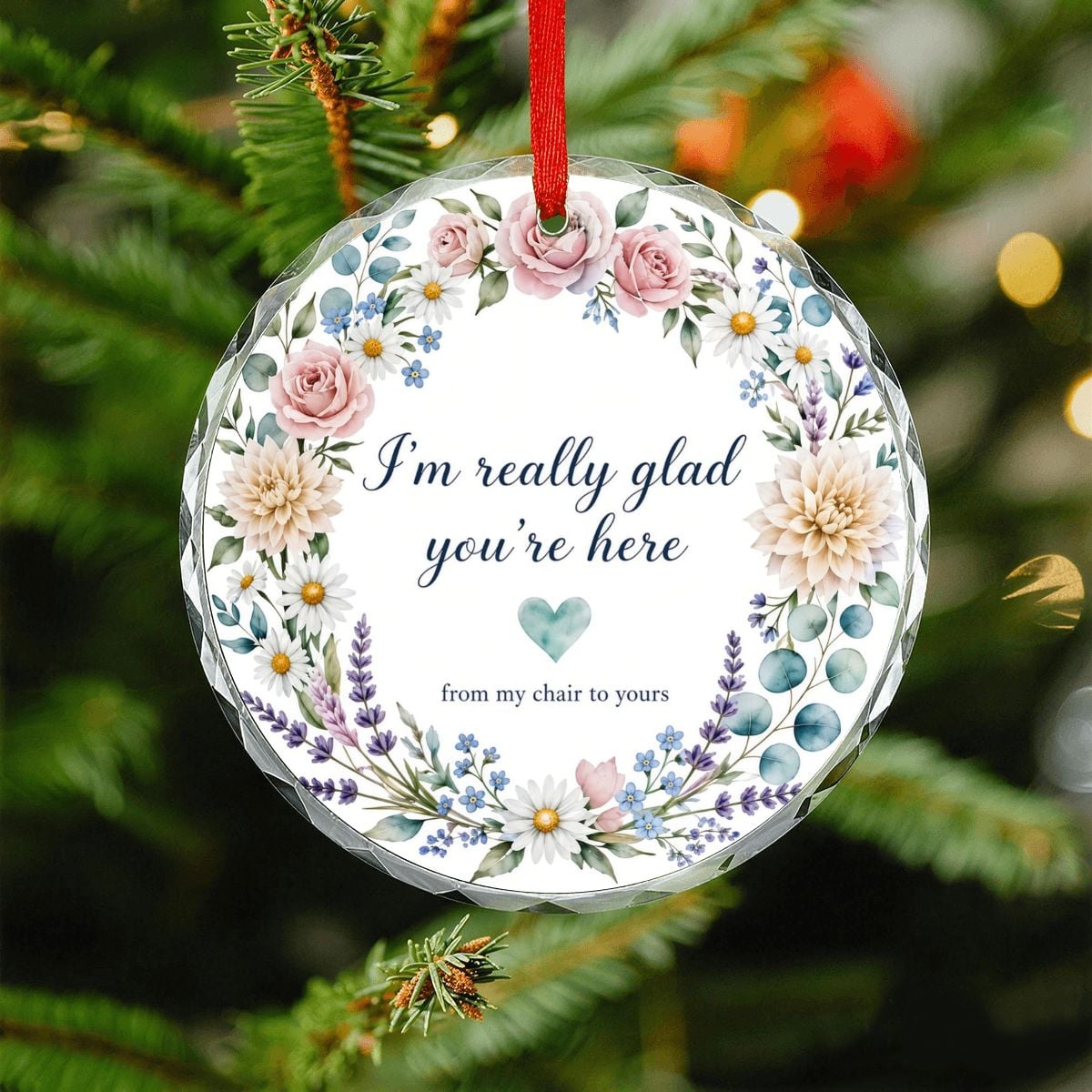 Round Glass Christmas Ornament (Made in USA) imreallygladornament – view 4