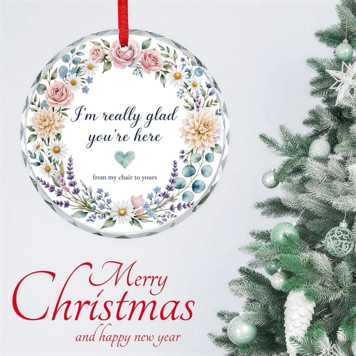 Round Glass Christmas Ornament (Made in USA) imreallygladornament – view 3