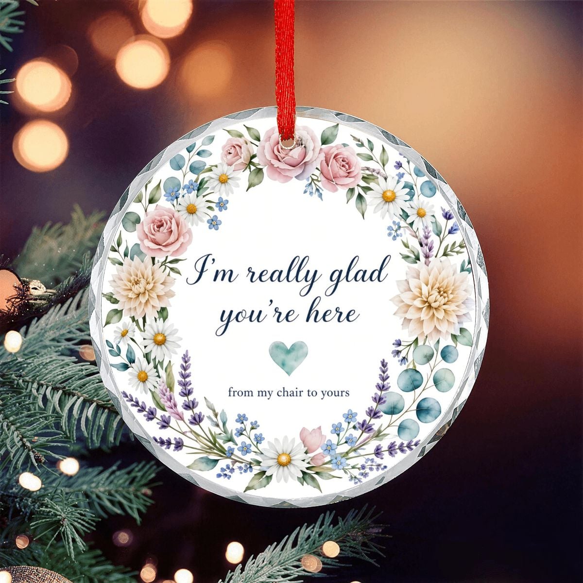 Round Glass Christmas Ornament (Made in USA) imreallygladornament – view 5