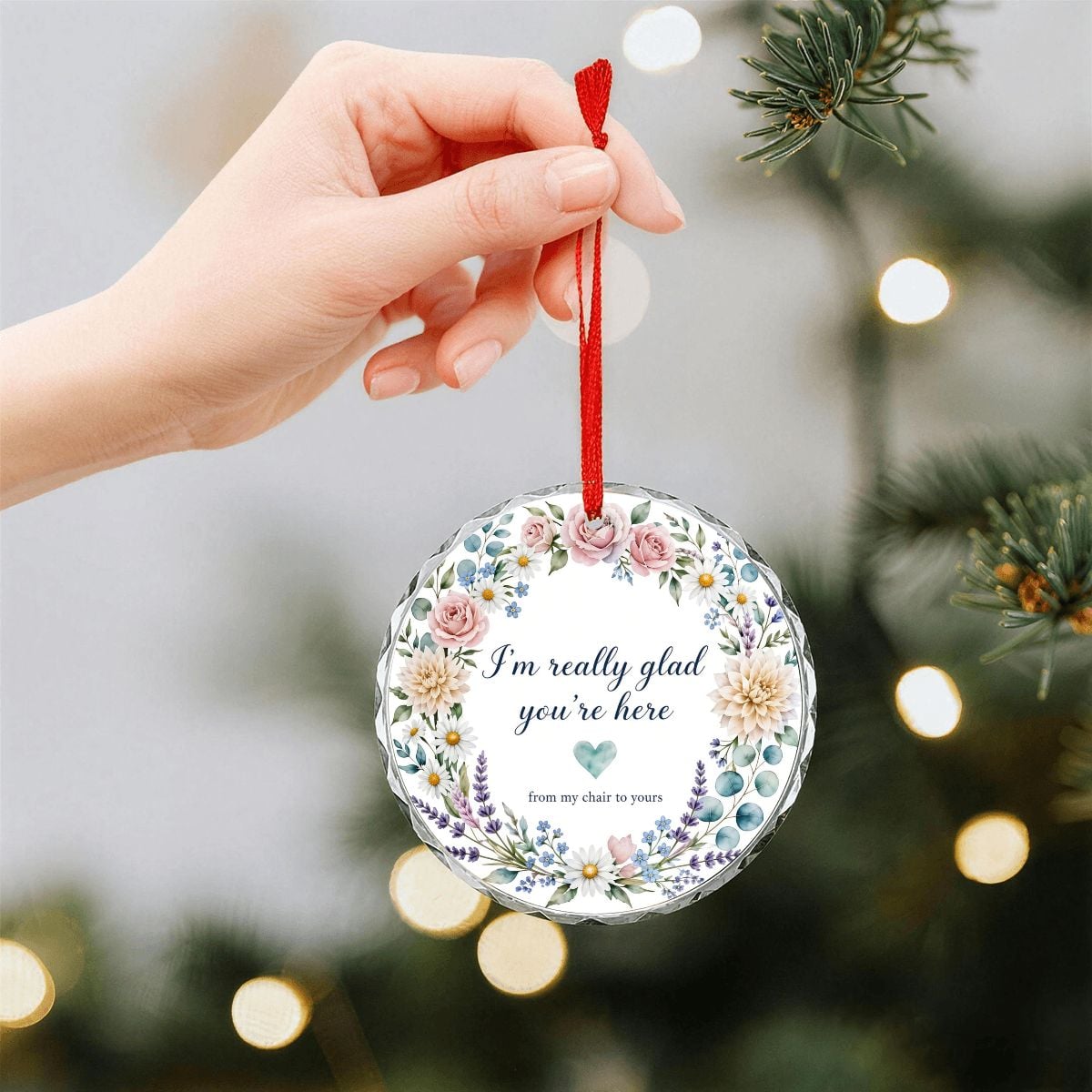 Round Glass Christmas Ornament (Made in USA) imreallygladornament – view 6