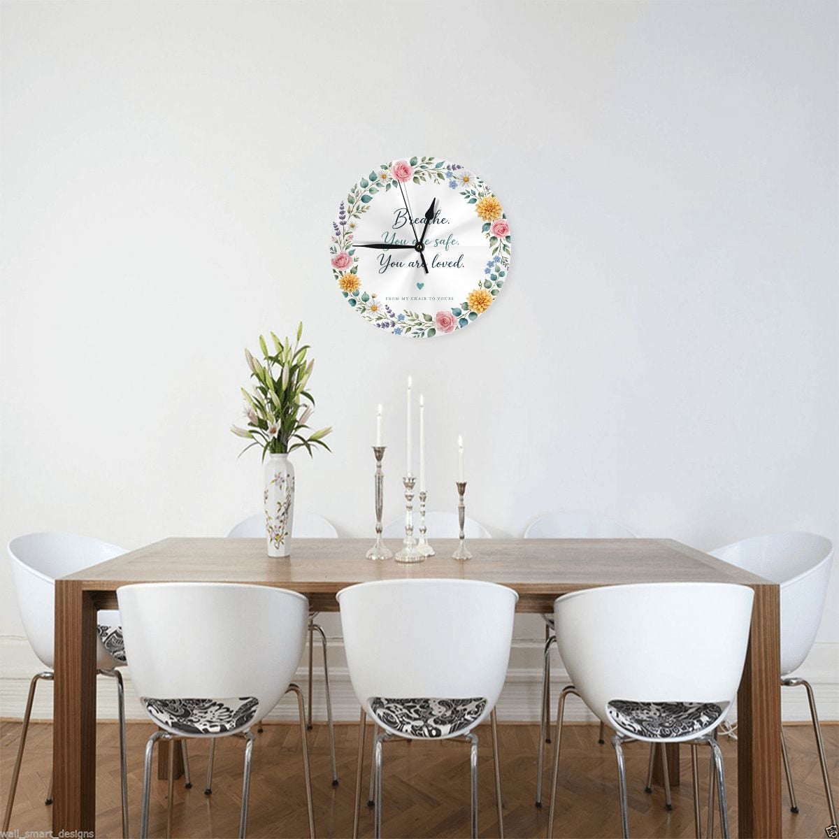 PVC Wall Clock without Numbers Scales with Stand (Made in USA) "breathe collection" – view 3