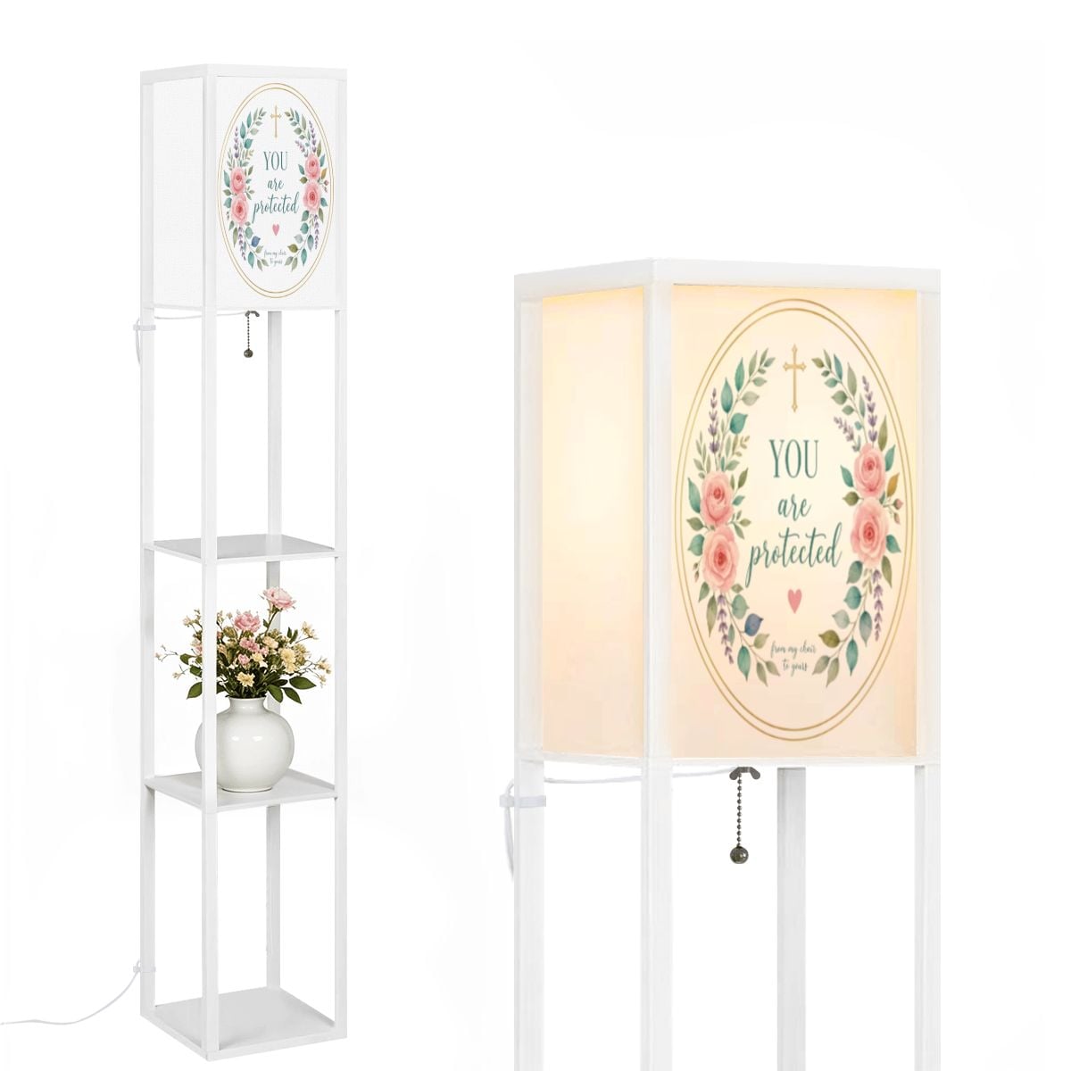 White Shelf Floor Lamp (Made in USA)