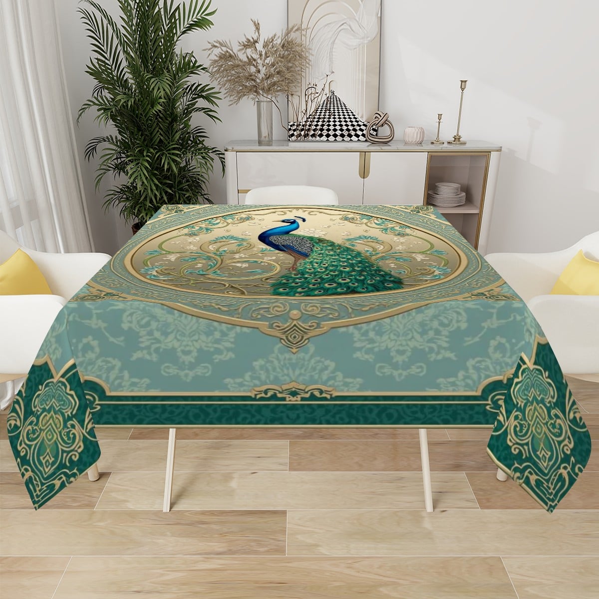 Square Table Cloth Home Decor Peacock mat